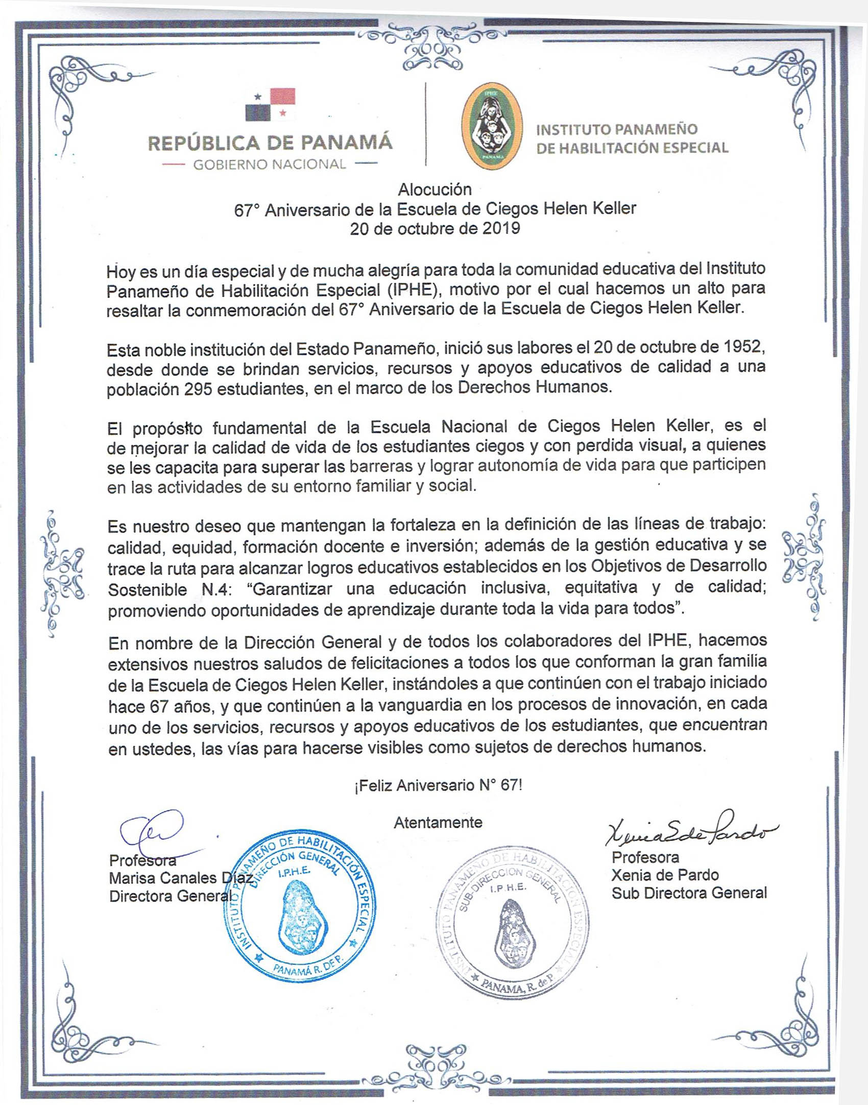 67° Aniversario de la Escuela de Ciegos Helen Keller