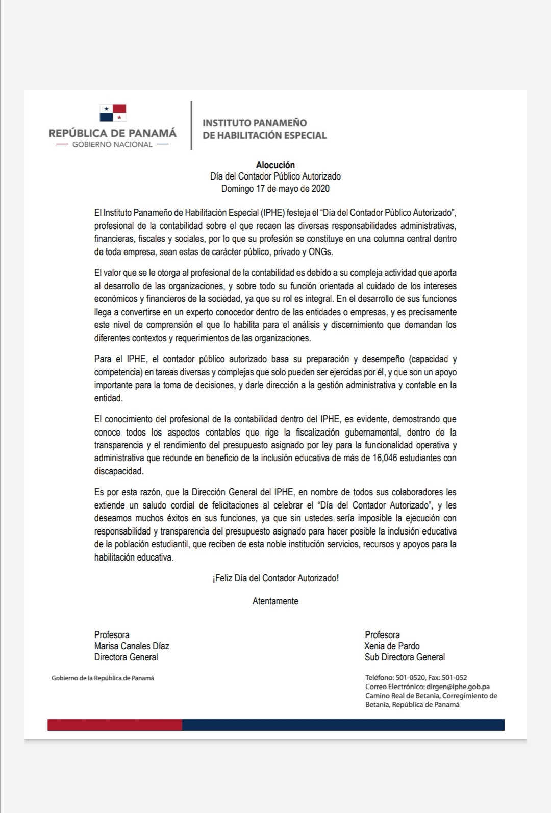 Alocución Día del Contador Público Autorizado