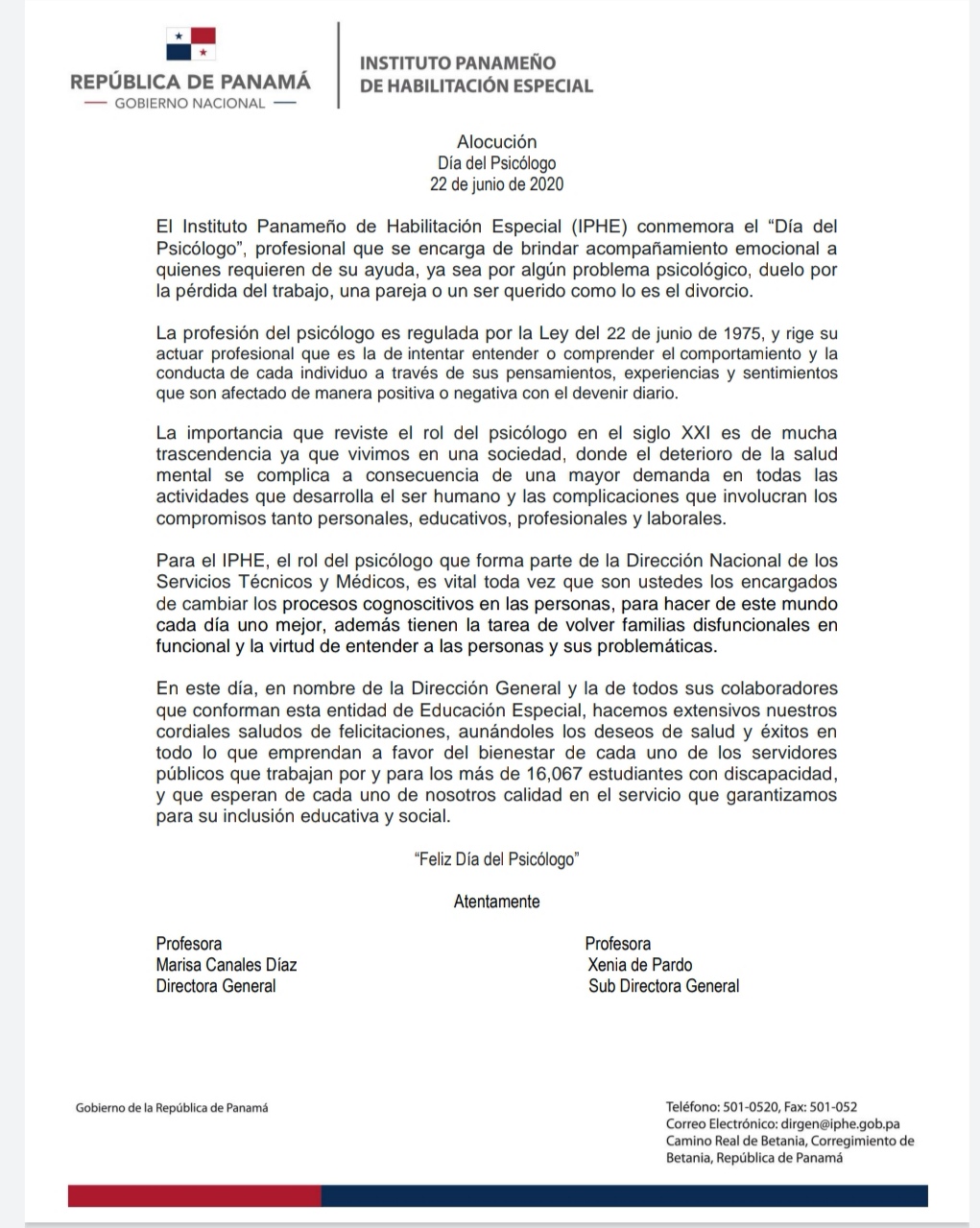 Alocución Día del Psicólogo 