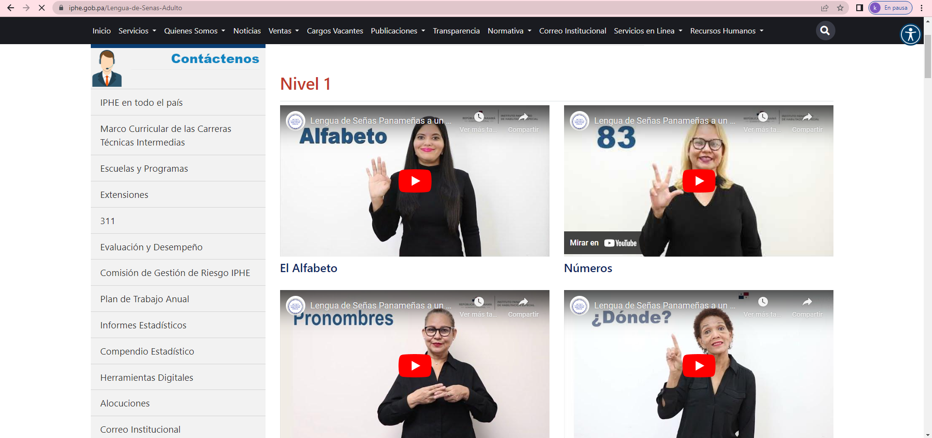 IPHE invita al público a aprender lengua de señas gratuitamente desde su sitio web